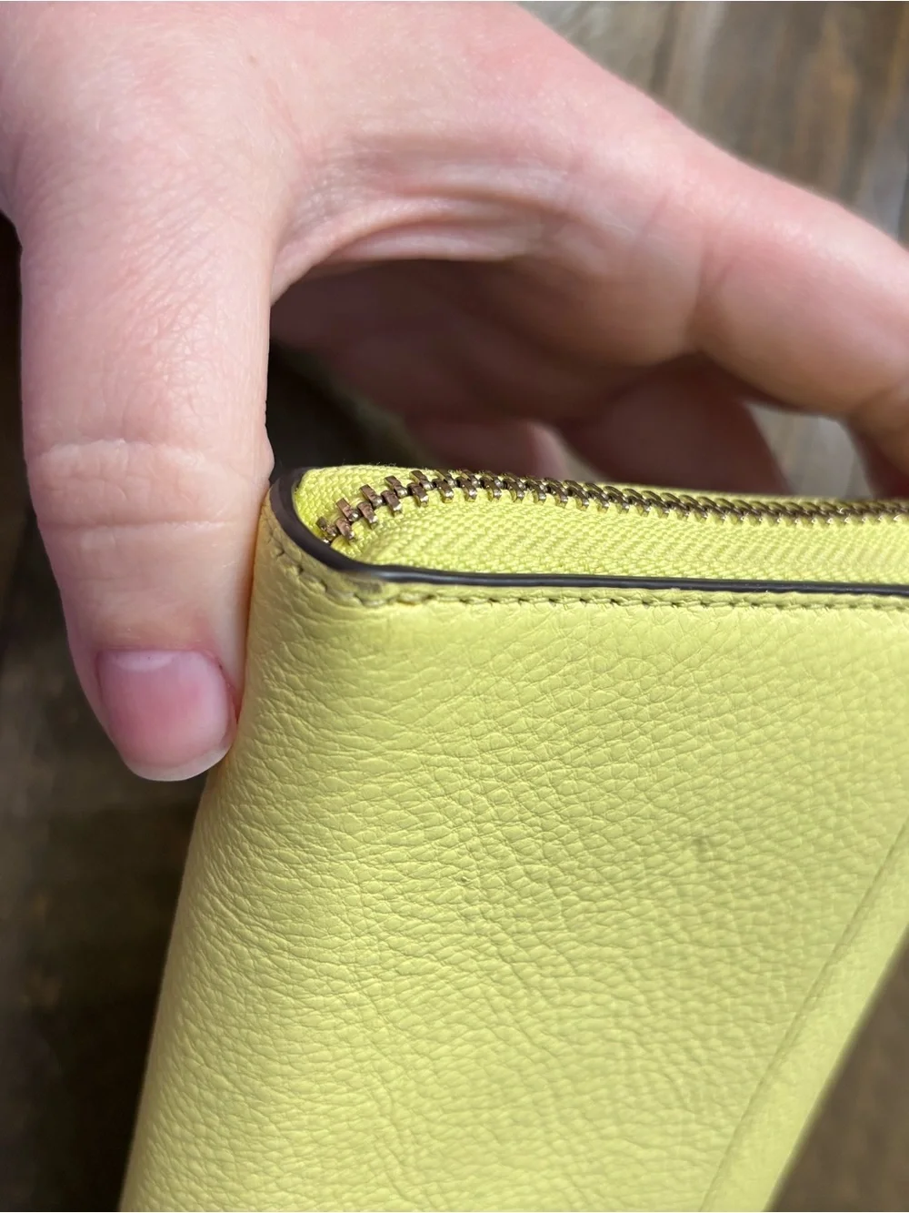 Kate Spade Yellow Pebbled Leather Zip Around Wallet